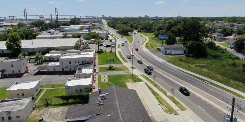 West Bay Street is a major thoroughfare and commercial business corridor in West Savannah